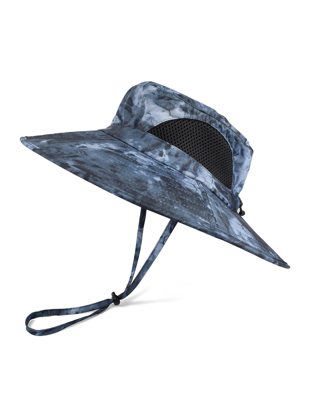 Wide Brim Sun Bucket Hat, Waterproof Boonie Hat for | Navy Blue (Camo) | Size OS